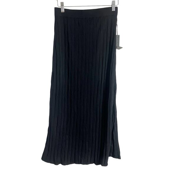 House of Harlow 1960 Black Ribbed Knit Midi Skirt Size Medium - Picture 2 of 9